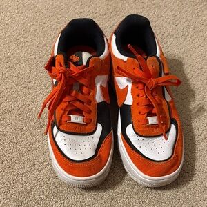 Nike Orange and White Women's AirForce1 Sneakers